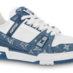 LOUIS VUITTON LV Trainer Sneakers 'White with Blue Mesh Monogram