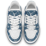 LOUIS VUITTON LV Trainer Sneakers 'White with Blue Mesh Monogram